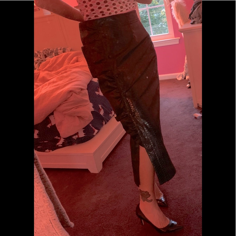 Rebecca Taylor croc embossed midi skirt